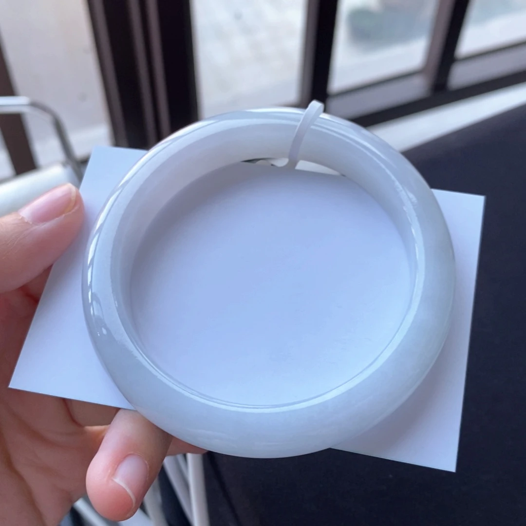 翡翠未镶嵌手镯59正圈白月光