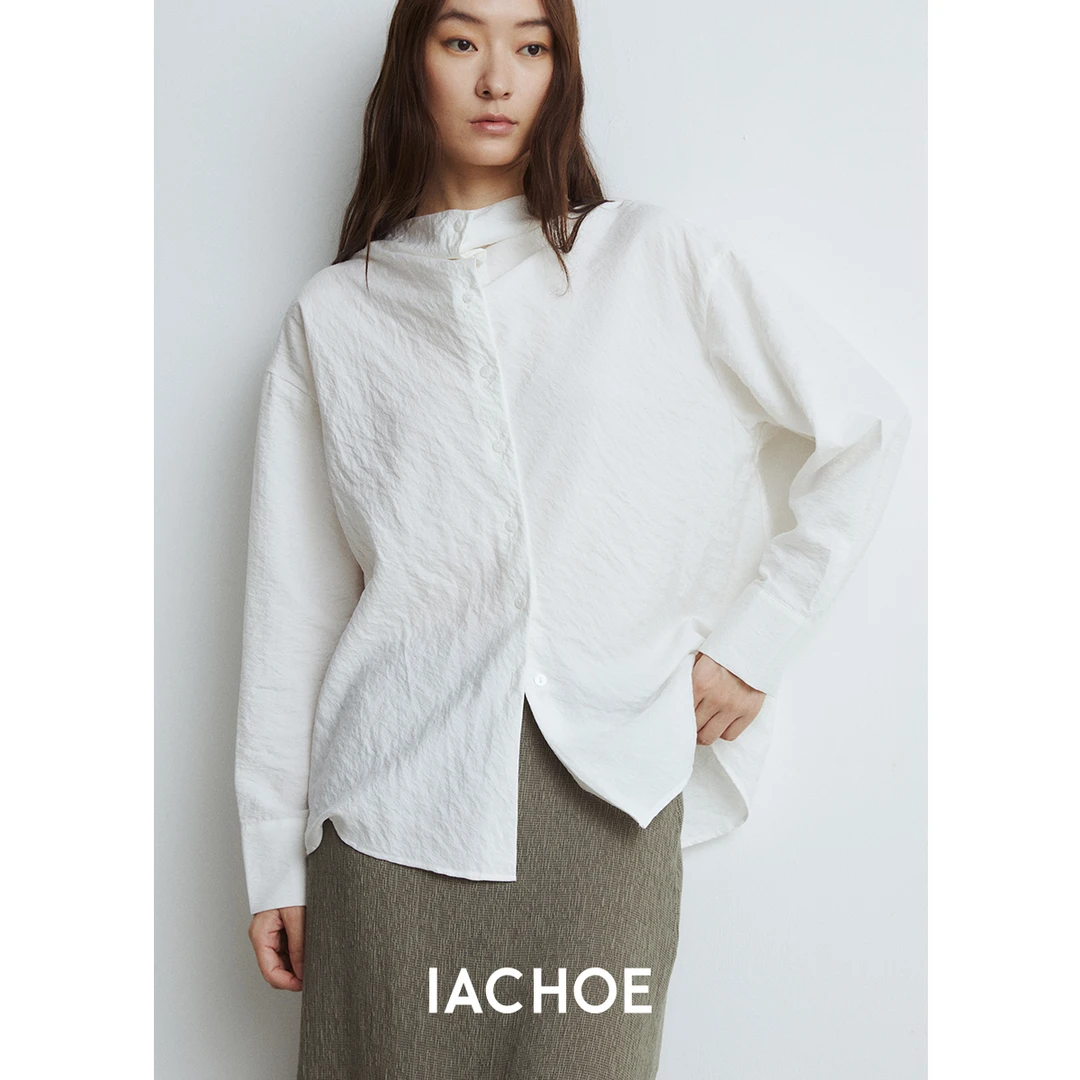 IACHOE含桑蚕丝荡领衬衫3561504001