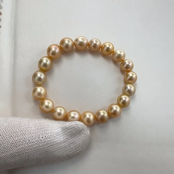 海水珍珠金珠手链7.5-9mm未镶嵌