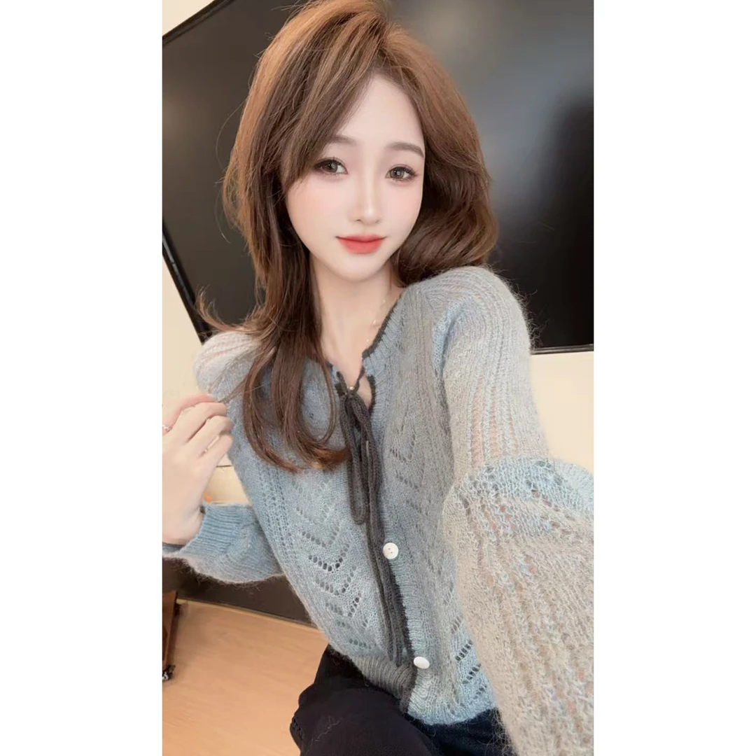 【陈陈私服】氛围感高级马海毛毛衣洋气慵懒长袖针织开衫25083101