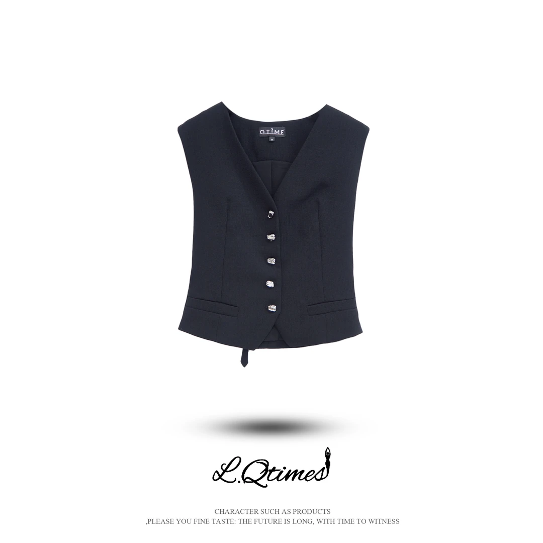 【彤姐】Qtime&马甲 名媛高端西装马甲裤子三件套气质短袖23141185