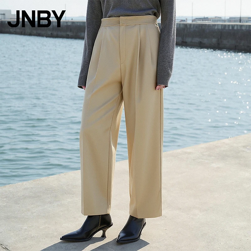 【100%绵羊毛】JNBY/江南布衣春秋休闲裤女全羊毛宽松直筒阔腿裤