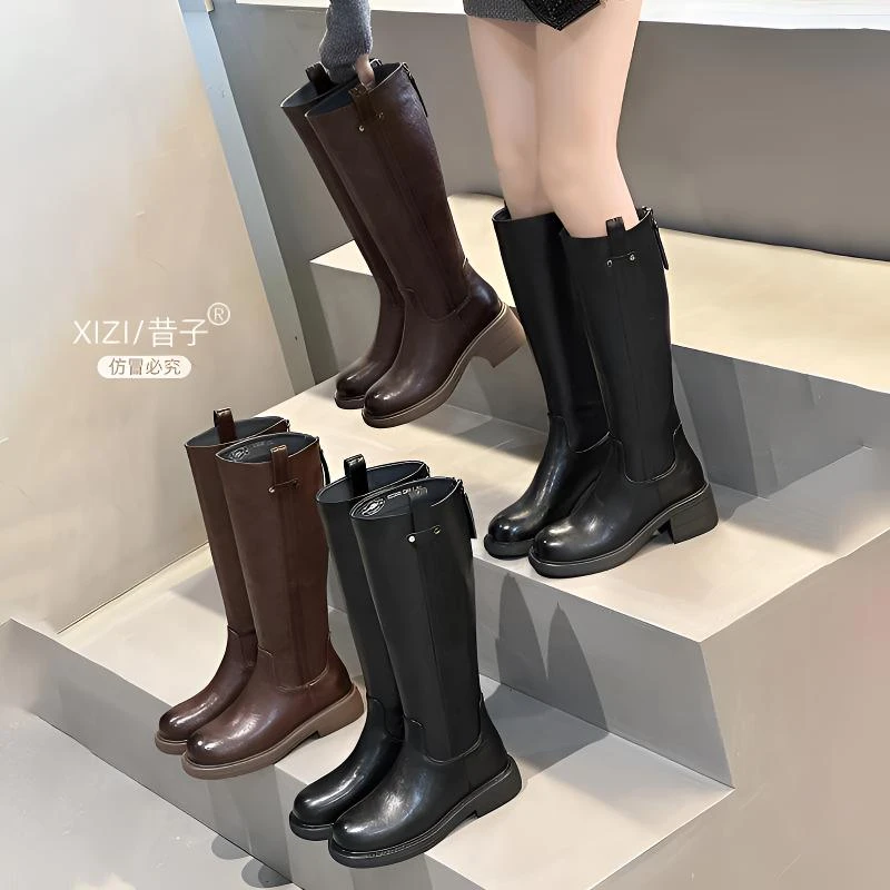 xizi/昔子976-5/999新款不过膝长靴骑士靴瘦瘦靴烟管靴秋冬后拉链