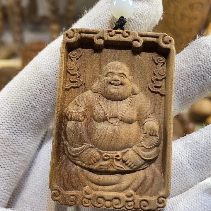 檀香木手串/手链老山檀香微㾗炸漏461弥勒佛