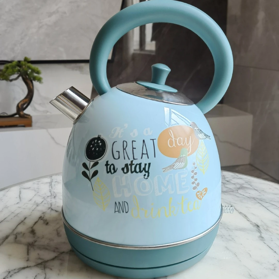 手绘彩绘烤漆复古电热水壶电茶烧开水壶 304不锈钢家用电热水壶