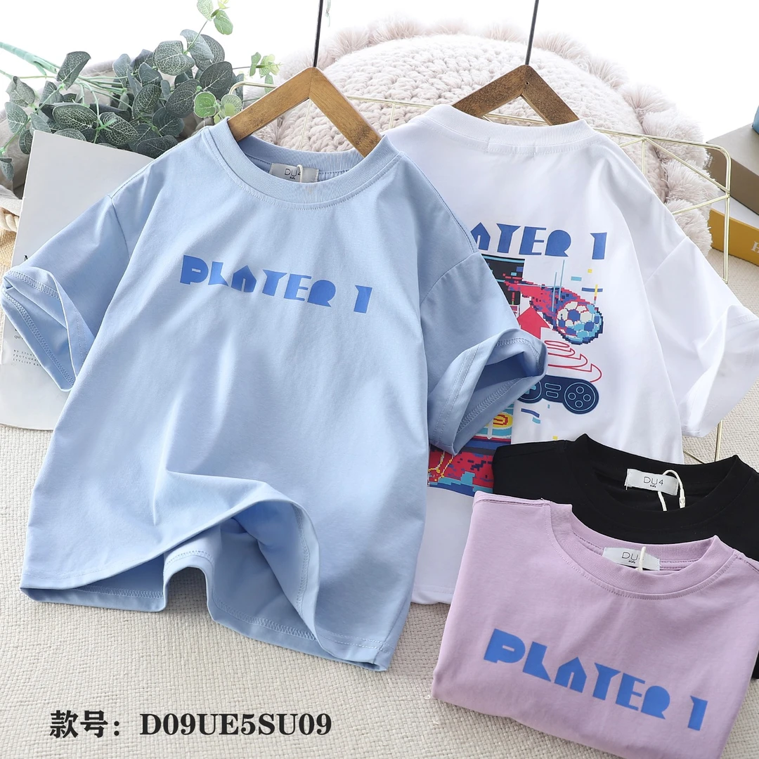 帅气男童夏季赛博风百搭短袖T恤中大童儿童时尚半袖5SU09