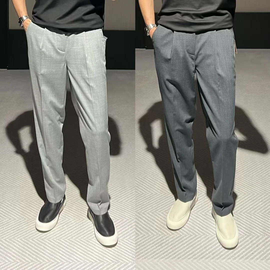 【塔尖尊享】春夏 B*C极简净版亚麻13.7um羊*毛混纺商务休闲西裤男