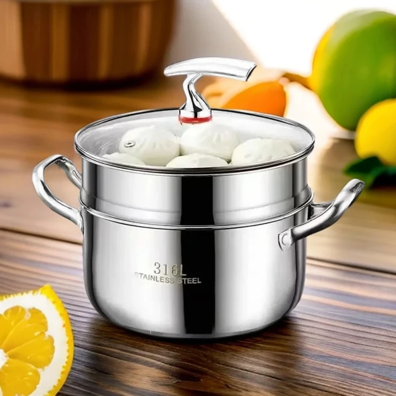 【热销爆款】24cm不锈钢双层锅汤蒸锅一体锅上蒸下煮