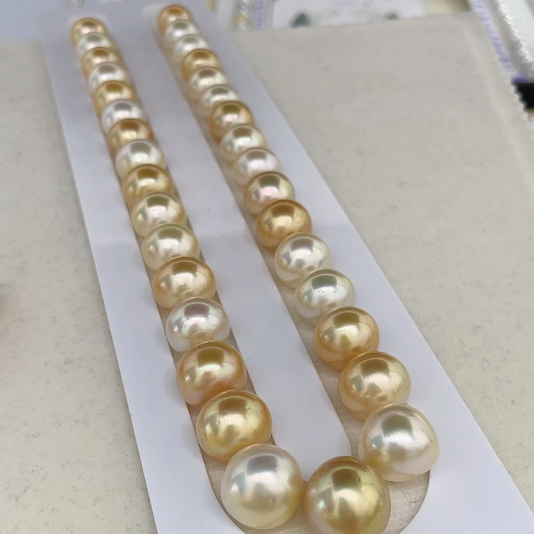 定制海水珍珠未镶嵌裸珠11.9-14.5mm混彩项链