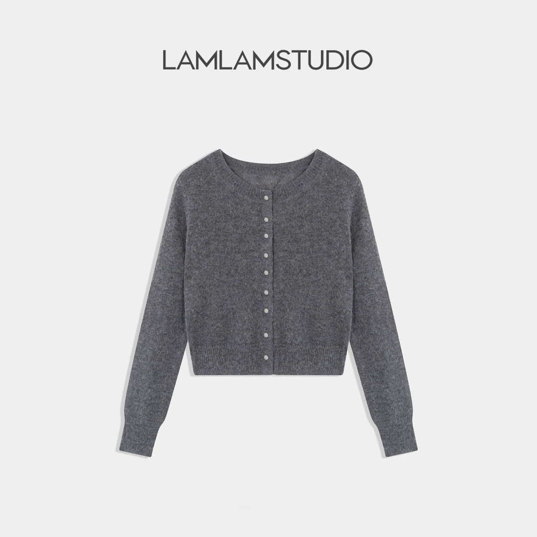 LAMLAM 张一琳“轻雅柔织”羊驼毛羊毛针织衫开衫毛衣短款L251121M