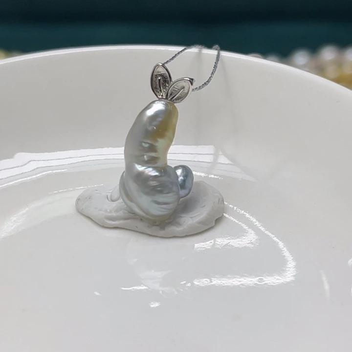 银S925镶嵌海水珍珠颈饰Keshi 74号