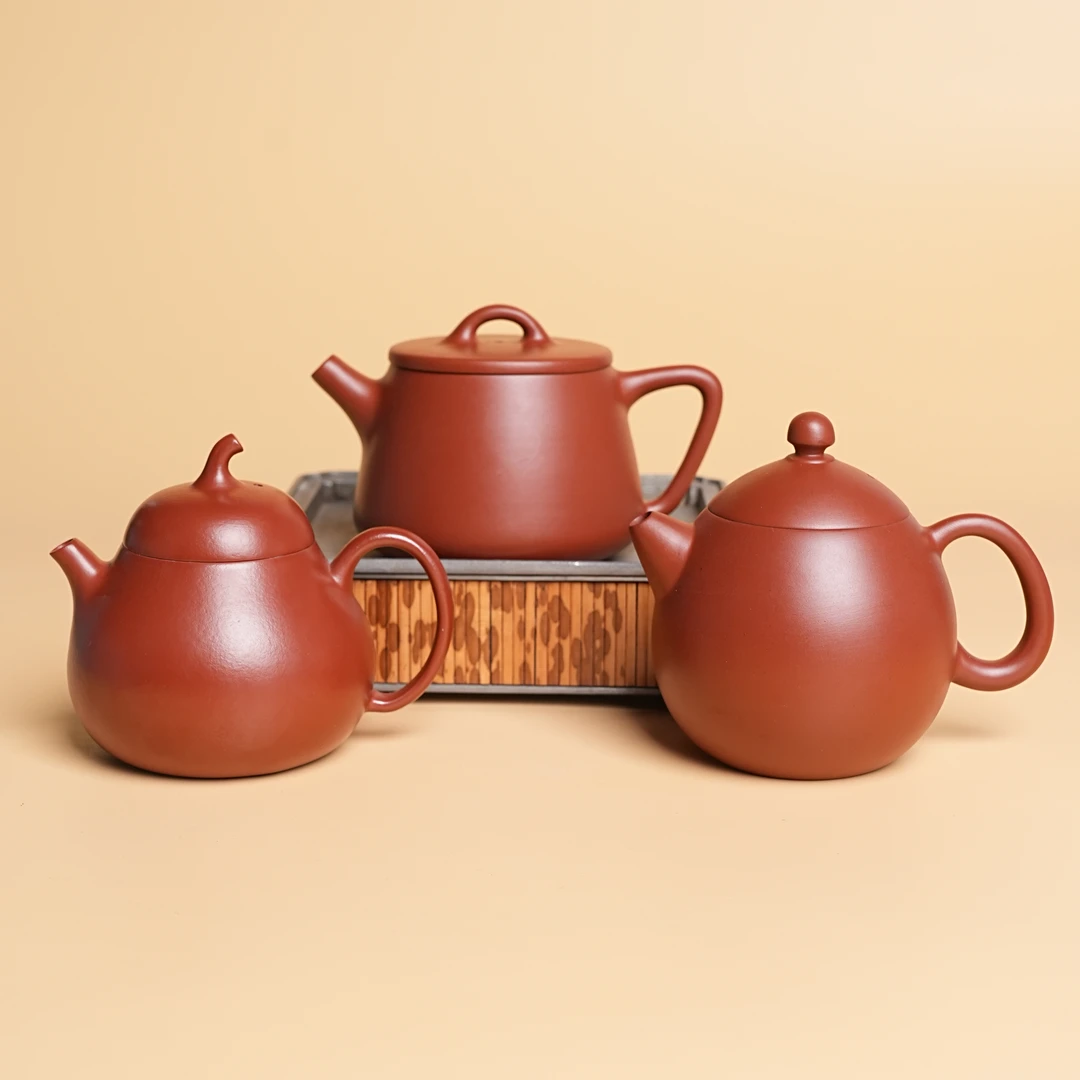 【闪购商品】三把全给茄瓜龙蛋高瓢朱泥紫砂茶壶C0063