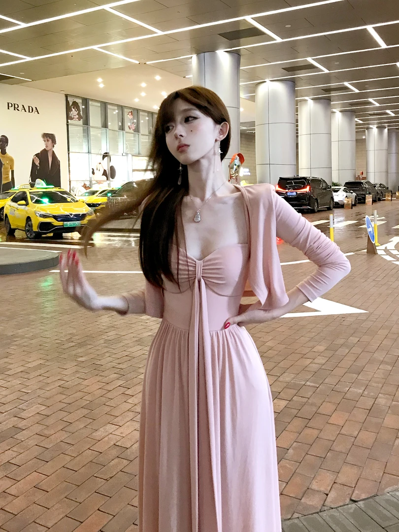 两件套夏季新款性感御姐风显瘦吊带连衣裙+开衫套装