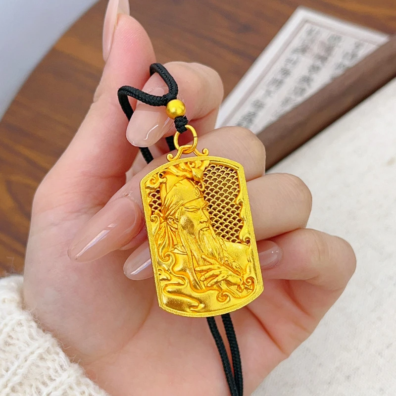 铜合金吊坠 新中式国风古法关羽男士吊坠挂坠镂空武财神送男友