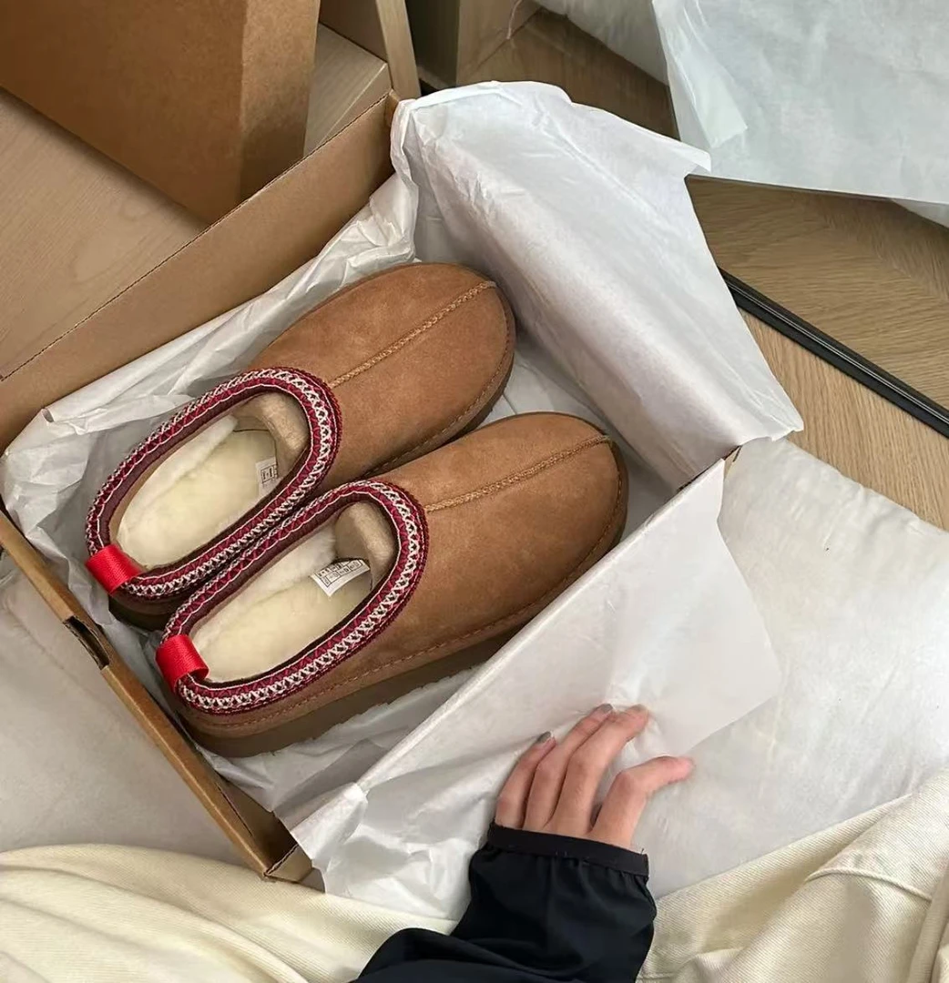 【厚底民族风】4CM桑坡皮毛一体编织民族风雪地靴保暖舒适时尚百搭