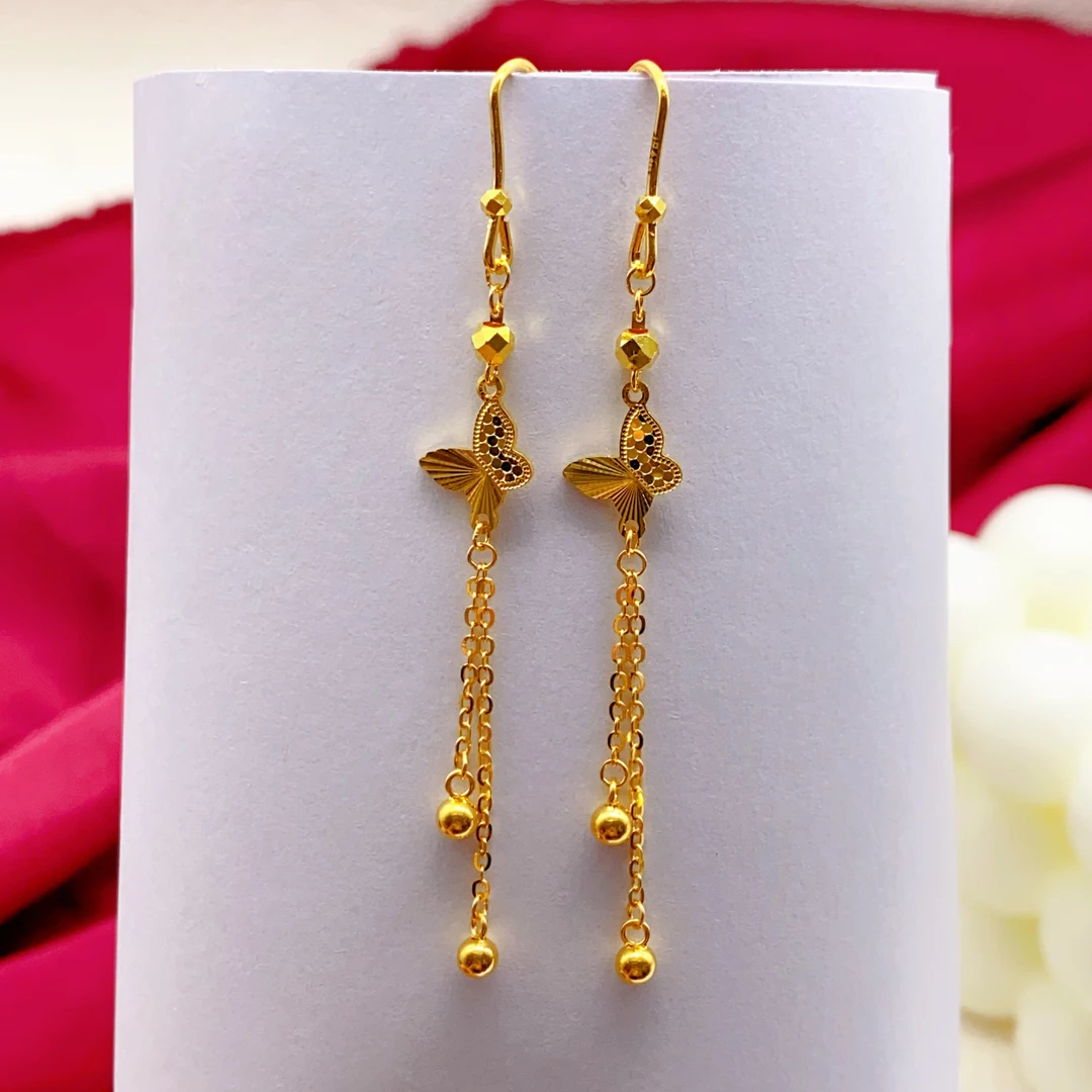 【木韵阁】足金999 黄金5G鱼鳞蝴蝶耳钩时尚耳钩耳钉 2.86