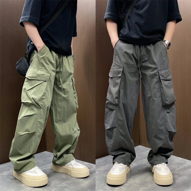 2025秋季速干多口袋宽松垂感机能风直筒百搭垂感纯色高街休闲裤男