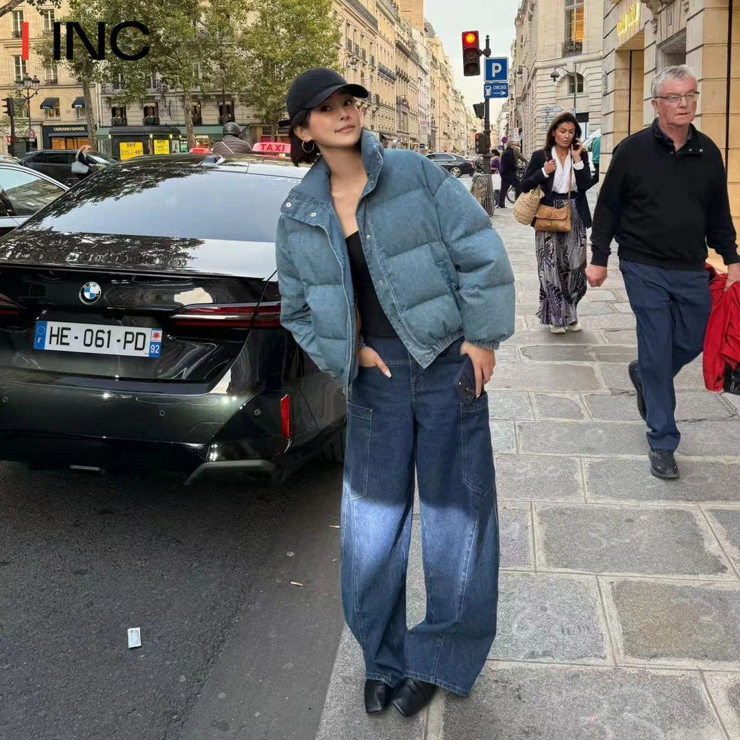 ICEDUST大口袋宽松牛仔裤女25FW秋冬新款百搭直筒休闲裤子IINC