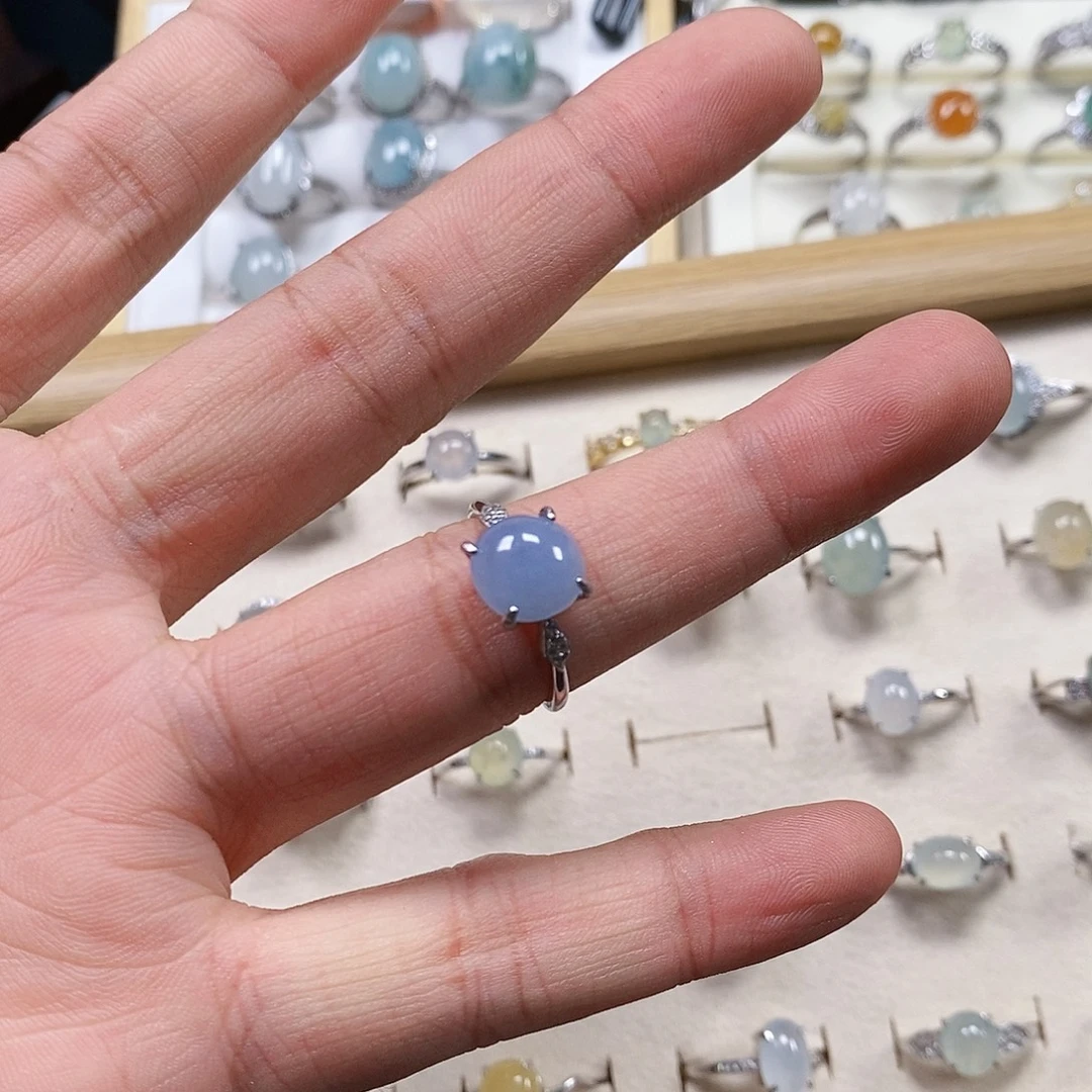 草***酱银S925镶嵌戒指翡翠