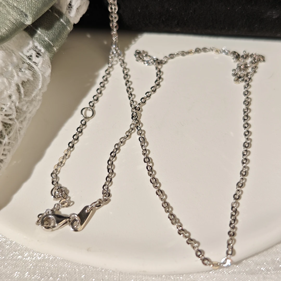 铂金素金闪O字项链0