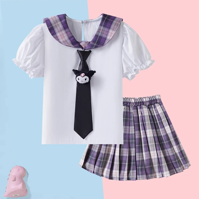 女童夏季小学生短袖衬衣新款jk裙套装中大童两件套装洋气学院风