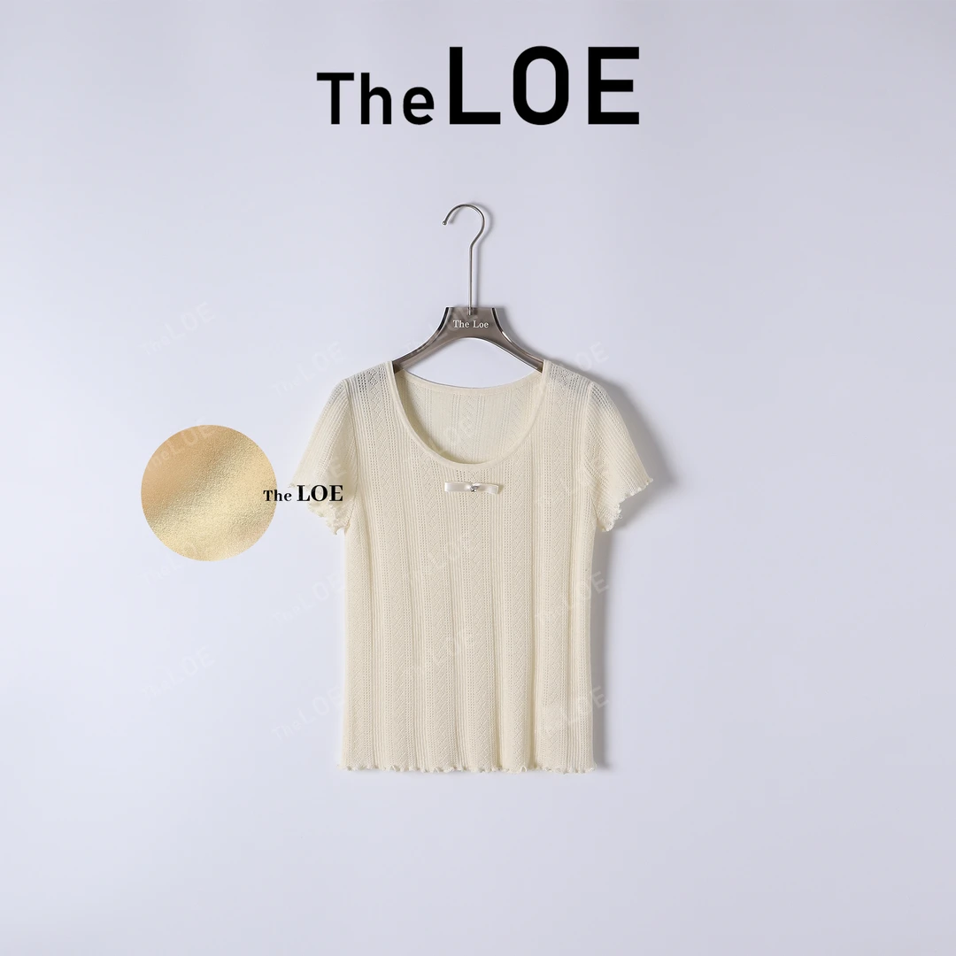 TheLOE/桑蚕丝丝光羊毛圆领少女感短袖上衣#04.29ZZ-G7454