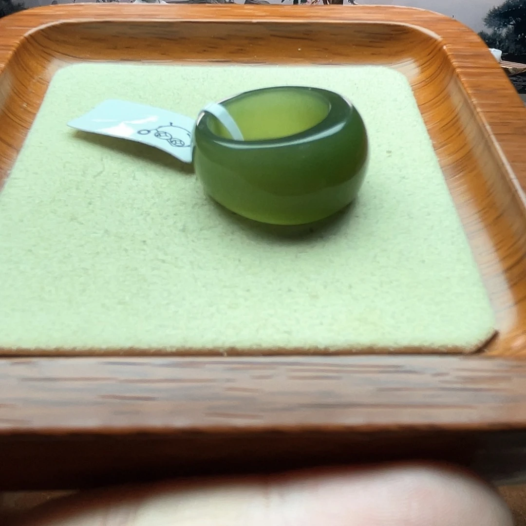 和田玉戒指未镶嵌深湖水馒头16号