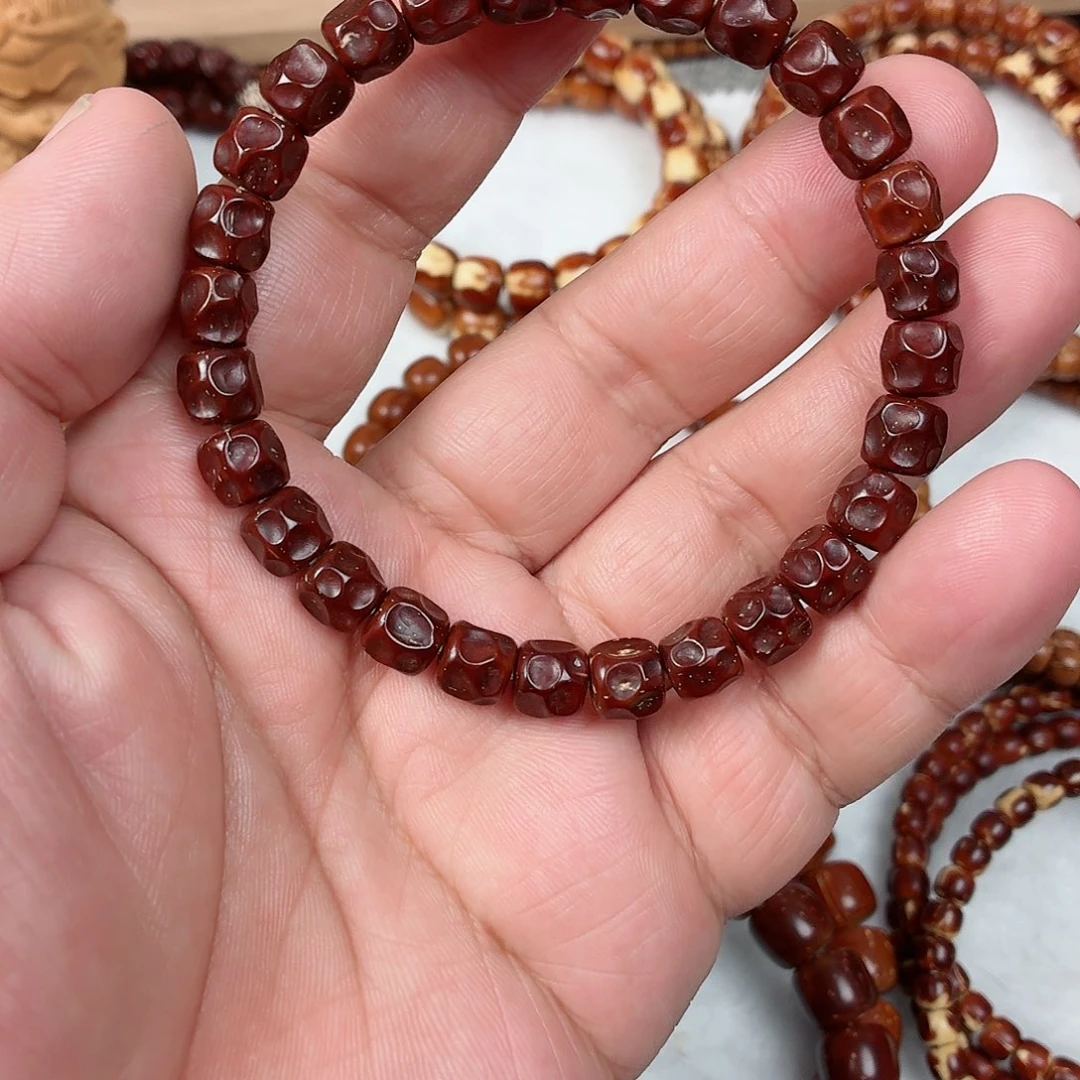 紫金鼠手串红皮无相实心