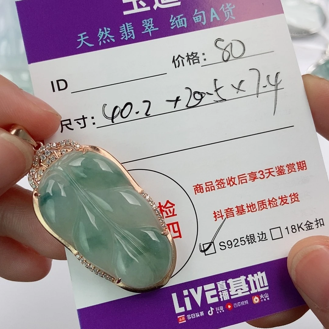 翡翠银S925镶嵌颈饰翡翠