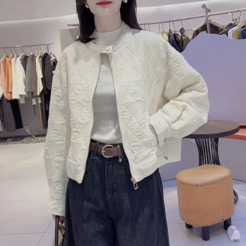 2025秋季新款圆领长袖外套女时尚减龄气质显瘦设计感百搭潮流衣服