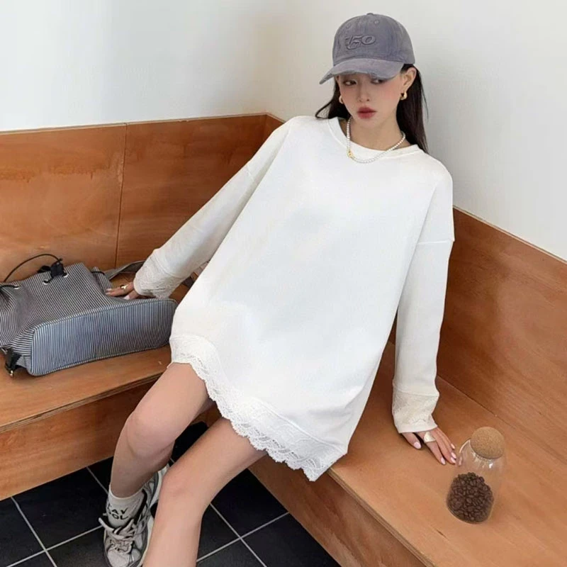 25C160花边打底长袖蕾丝T恤打底净版