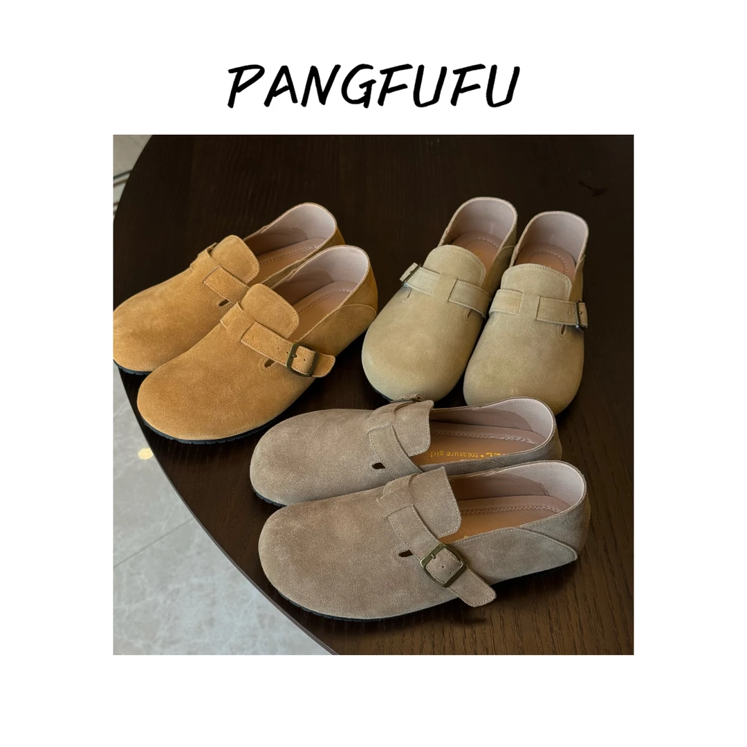 【胖福福大码女鞋】加宽加大新款春季百搭外穿平底复古博肯鞋女