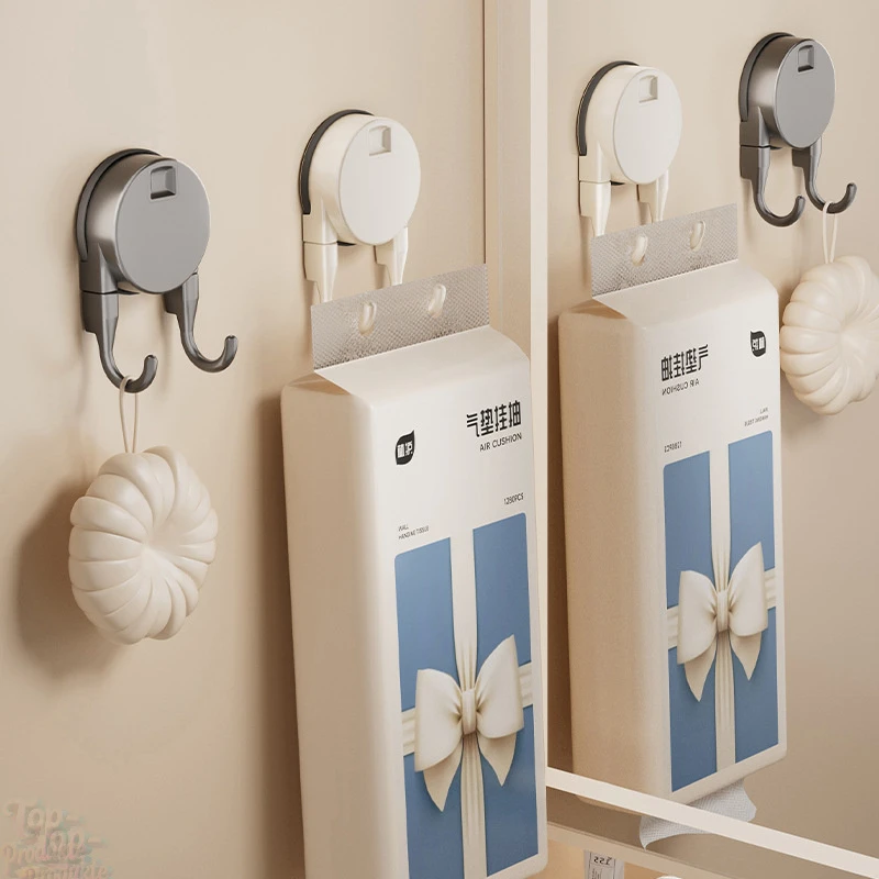吸盘纸巾双挂钩悬挂式多功能手提抽纸挂架厕所厨房卫生间强力粘钩
