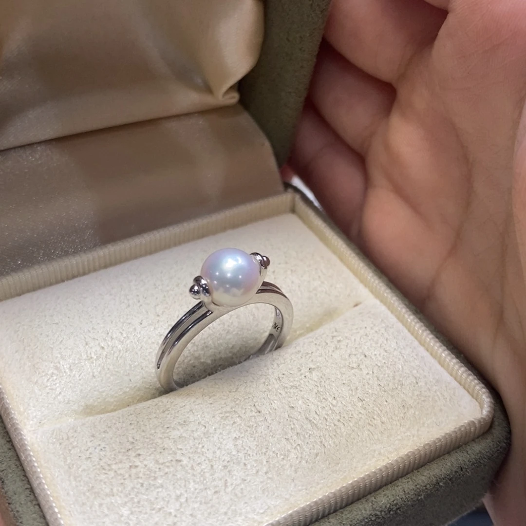 淡水珍珠戒指银S925镶嵌傲****