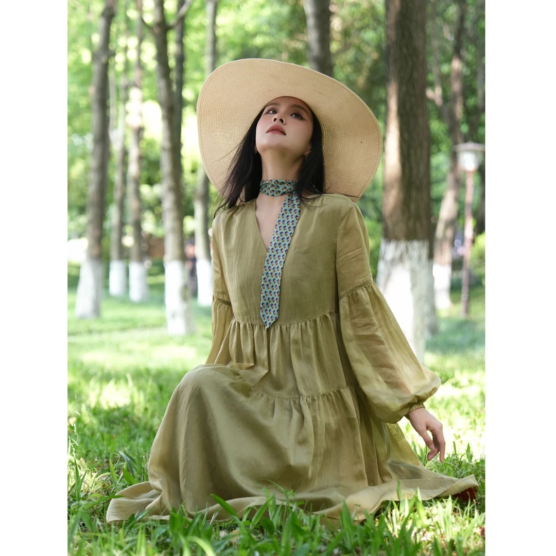 GIRDEAR/哥弟【春和景明】冬季新款宽松长袖洋气法式衣裙1500549