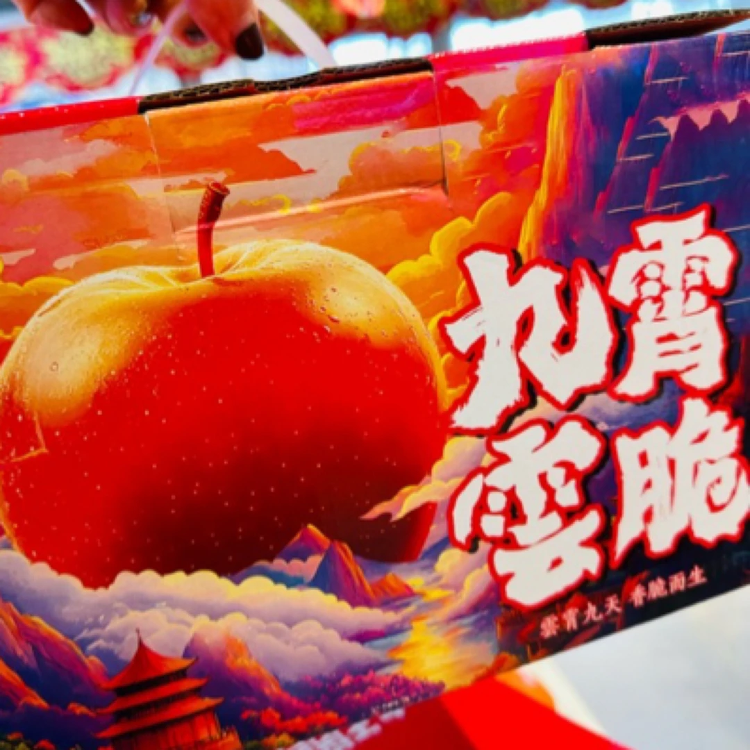 九霄云脆苹果，皮薄厚肉，脆甜可口，一箱约5斤，华红陕西省
