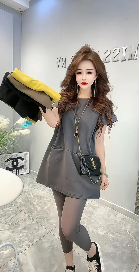 圆领纯色休闲风短袖T恤无袖网红爆款宽松显瘦洋气小个子打底上衣