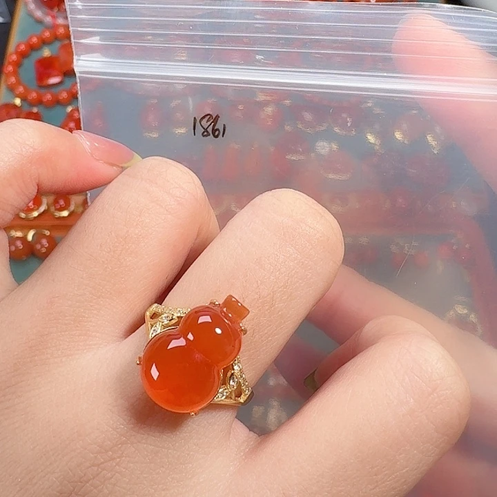 南红玛瑙银S925镶嵌戒指