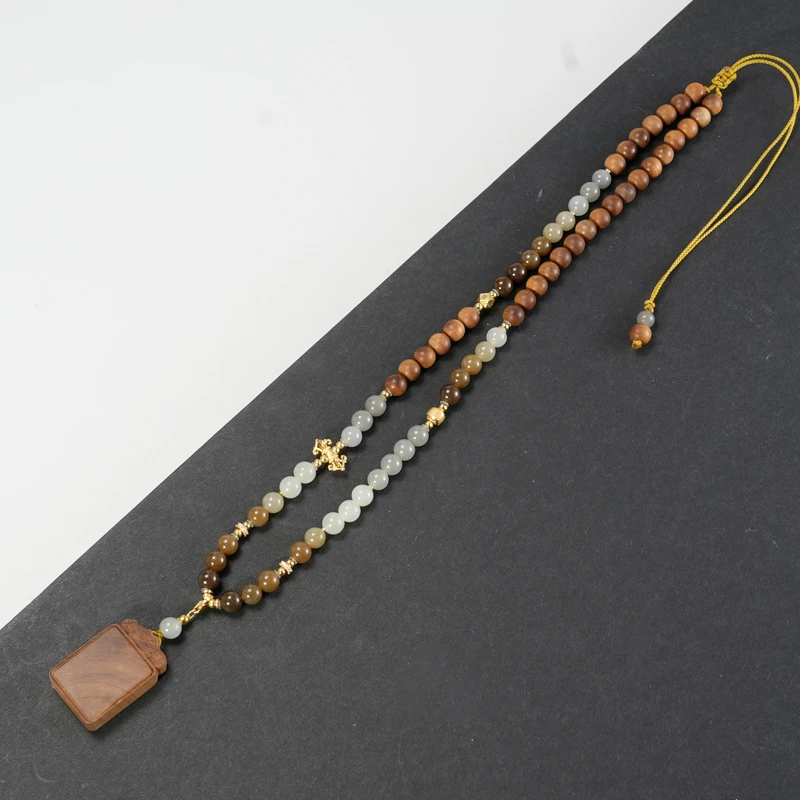 【无事清欢】老山檀无事牌横纹老料0.6和田玉项链（多样性发其一）