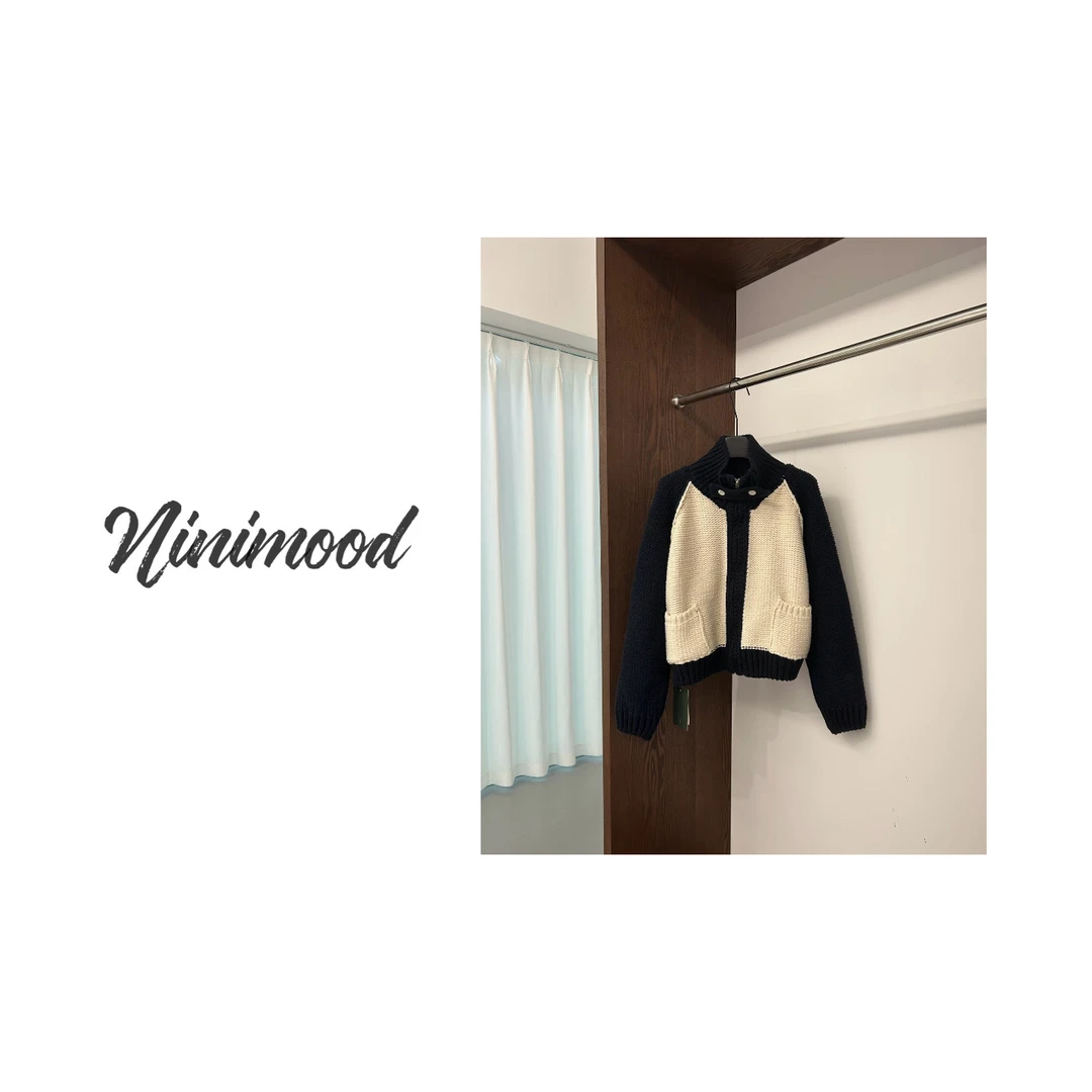 Nini｜韩系重工翻领拉链针织开衫 显瘦显瘦