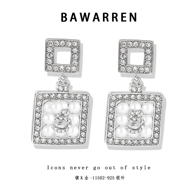 Bawarren 精工CNC 镀K金 意❤ 11502-【香水瓶】5号耳钉简约百搭
