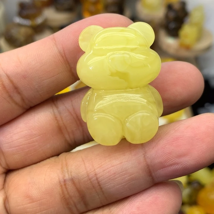 琥珀吊坠(不含链)未镶嵌白蜡小熊