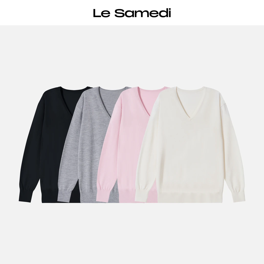 Le Samedi【半岛情书】極细杨子防缩羊毛 CozyFit裸肤感V领针织衫