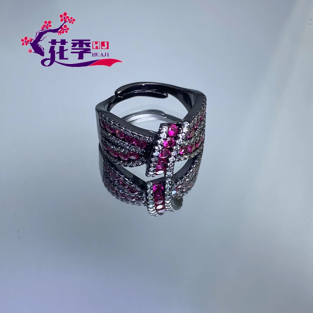 【花季】 原创艳彩玫红强荧光戒指G443