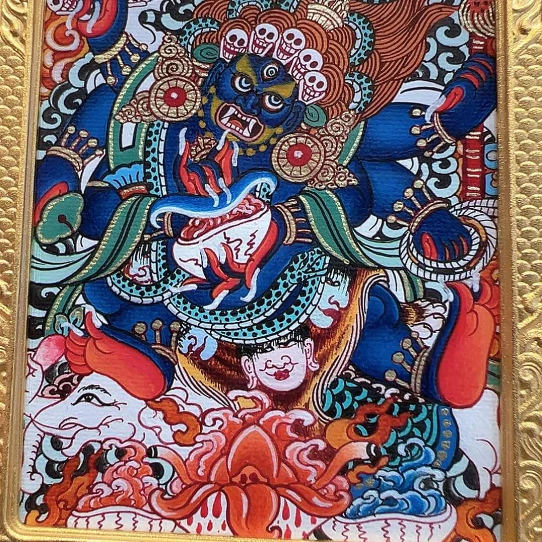 吊坠全手绘热贡唐卡大黑天