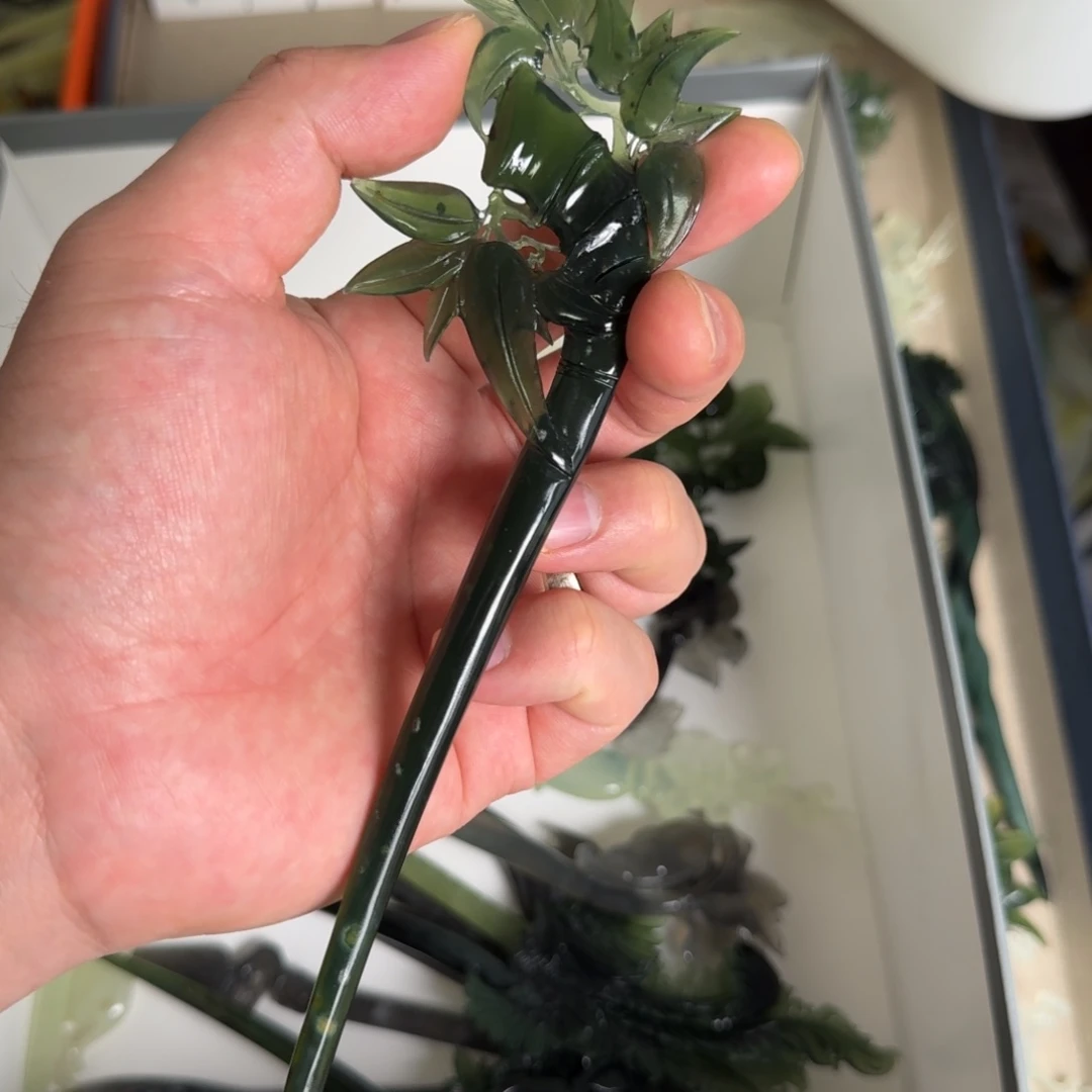 岫玉发饰未镶嵌延明君玉簪就是好看