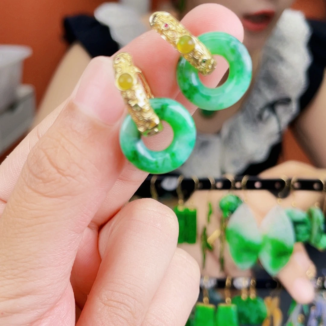 翡翠未镶嵌耳饰饰品