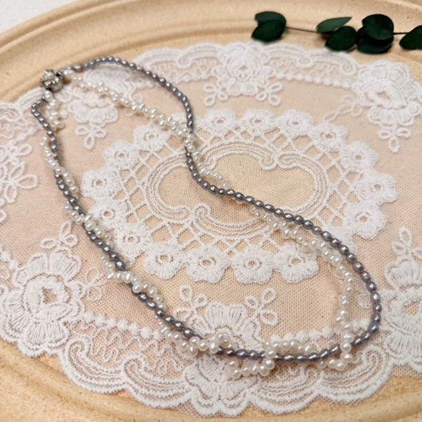 90新  【六六中古】孤品双层淡水珍珠项链ew374链长43