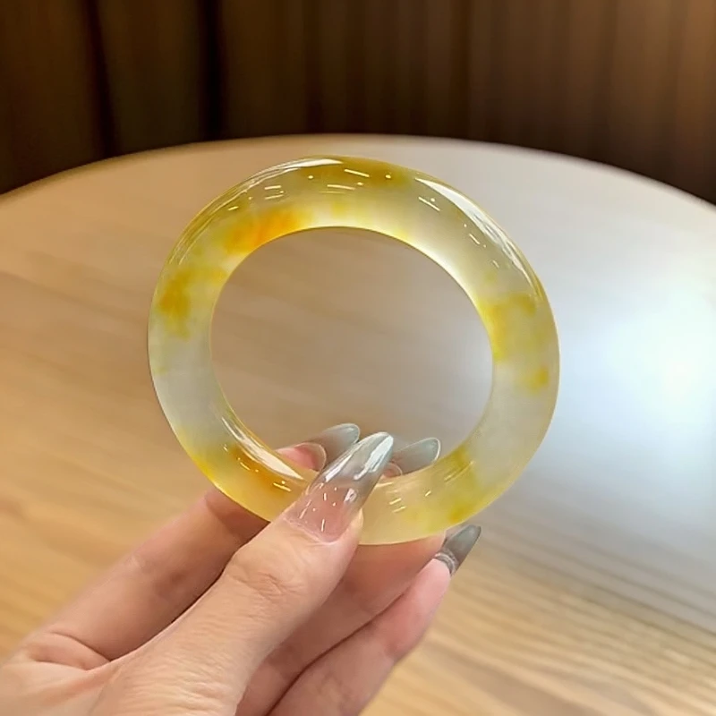 桂花蜜胖圆条冰飘黄手镯（拍下备注圈口）