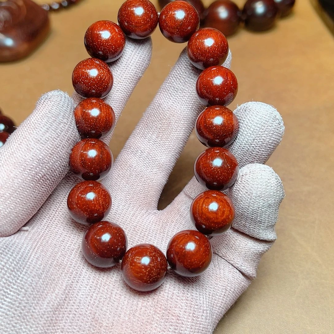 小叶紫檀手串/手链1.5龙鳞爆星